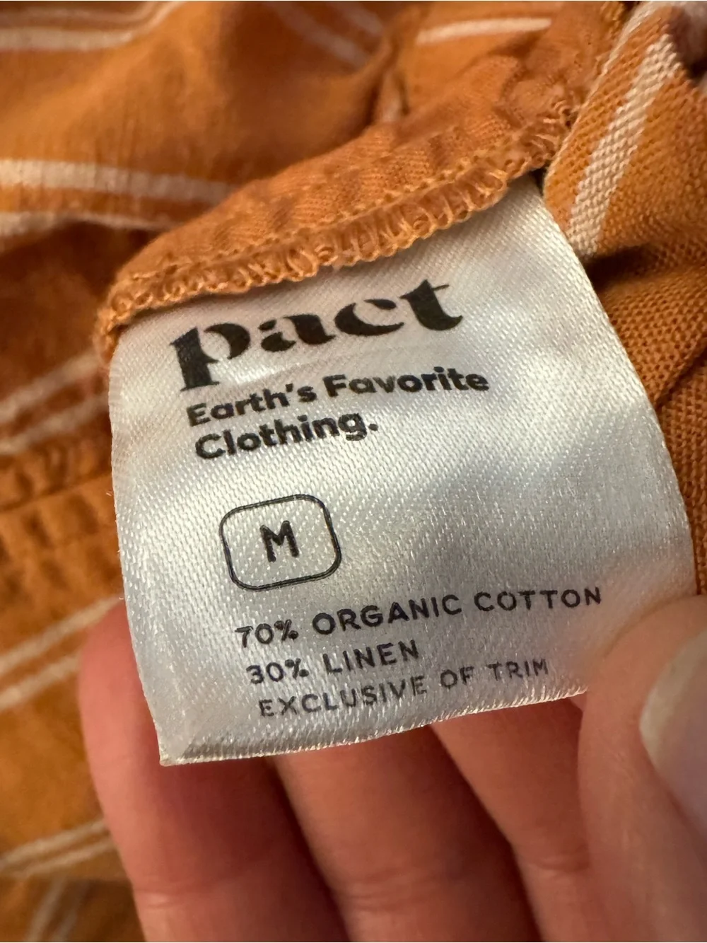 Pact Rust Orange Striped Midi Skirt Organic - Size M